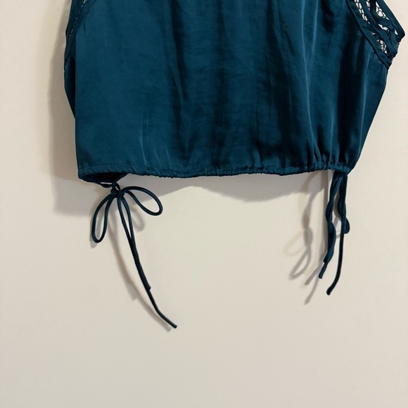 Free People Blouson Blue Satin Crochet Detail Lace Cropped Tank Top Intimately - Picture 5 of 16